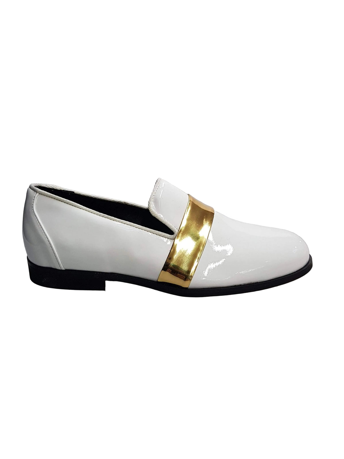 Mocassino in Vernice Bianca Wish Dance, oro, dettaglio materiale