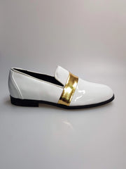 Carica immagine nella Galleria, Wish Dance Shop Jackson Mocassino Vernice Bianca e Fascia Oro