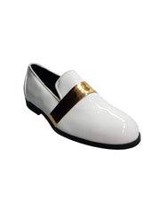 Carica immagine nella Galleria, Wish Dance Shop Jackson Mocassino Vernice Bianca e Fascia Oro