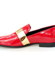 Carica immagine nella Galleria, Mocassino in vernice rossa con fascia oro di Jackson, Wish Dance Shop, rivestito in vera pelle italiana.
