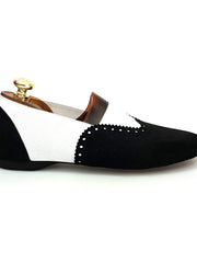 Load image into Gallery viewer, Wish Dance Shop Jazz 06 Camoscio Nero Elastico Bianco