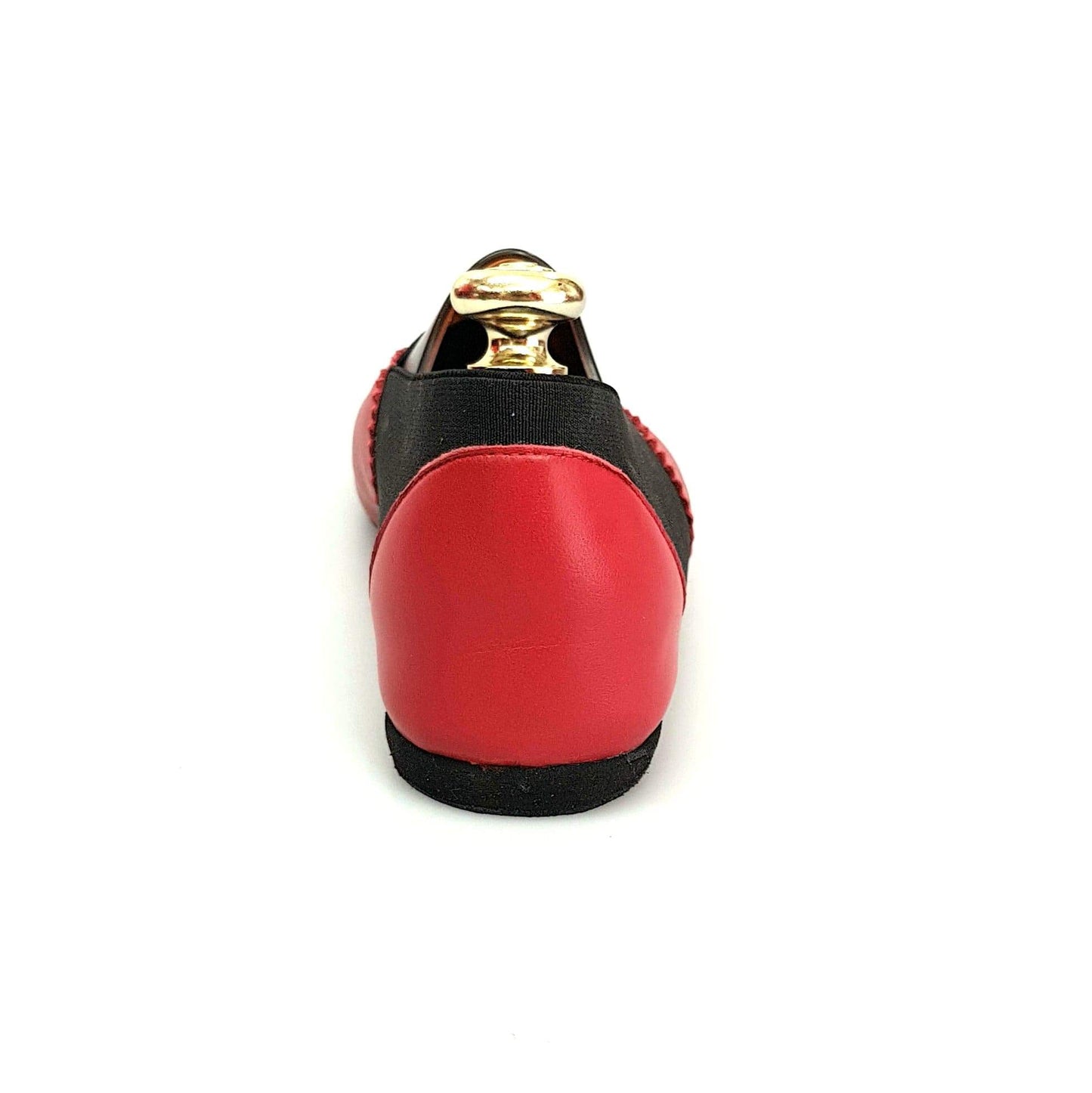 Scarpa Roly Jazz 06 in pelle rossa con elastico nero, suola bufalo, design comfort flex, ideale per danza e performance.