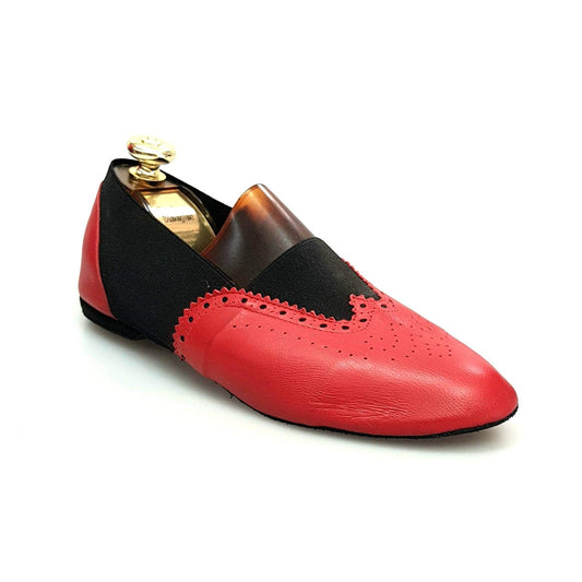 Scarpe da jazz Roly Jazz 06 in pelle rossa con elastico nero, suola bufalo e suola Comfort Flex per danza.