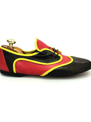 Carica immagine nella Galleria, Wish Dance Shop Jazz 07 Angolana Punta Nera Pelle Nera Camoscio Rosso Kro Giallo