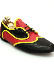 Carica immagine nella Galleria, Wish Dance Shop Jazz 07 Angolana Punta Nera Pelle Nera Camoscio Rosso Kro Giallo