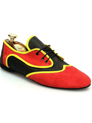 Load image into Gallery viewer, Wish Dance Shop Jazz 07 Angolana Punta Rossa Camoscio Rosso Pelle Nera Kro Giallo