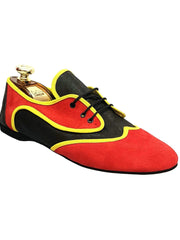 Load image into Gallery viewer, Wish Dance Shop Jazz 07 Angolana Punta Rossa Camoscio Rosso Pelle Nera Kro Giallo