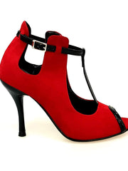 Carica immagine nella Galleria, Wish Dance Shop Jenny in camoscio rosso con dettagli in vernice nera