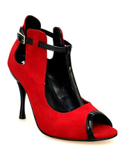 Carica immagine nella Galleria, Wish Dance Shop Jenny in camoscio rosso con dettagli in vernice nera