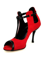 Carica immagine nella Galleria, Wish Dance Shop Jenny in camoscio rosso con dettagli in vernice nera