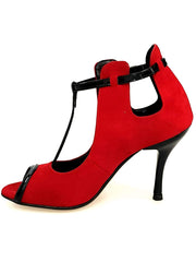 Carica immagine nella Galleria, Wish Dance Shop Jenny in camoscio rosso con dettagli in vernice nera