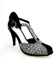 Load image into Gallery viewer, Wish Dance Shop L6 Scarpa Da Donna in Raso Nero Con Svarowski Boreali