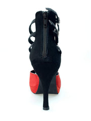 Carica immagine nella Galleria, Wish Dance Shop Lussuria - 779F in Camoscio Rosso e Nero con Cinturini in Glitter e Plateau