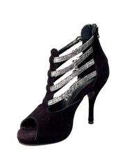 Carica immagine nella Galleria, Malon (779F) - Scarpa da Donna in Camoscio Nero con Cinturini Fish Carbon e Plateau Wish Dance Shop
