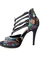 Carica immagine nella Galleria, Wish Dance Shop Lussuria in New Velvet Cinturini in Glitter Nero con Plateau