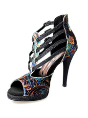 Carica immagine nella Galleria, Wish Dance Shop Lussuria in New Velvet Cinturini in Glitter Nero con Plateau
