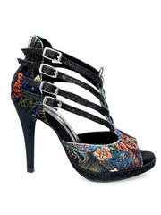 Carica immagine nella Galleria, Wish Dance Shop Lussuria in New Velvet Cinturini in Glitter Nero con Plateau