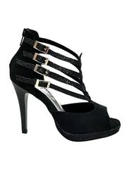 Carica immagine nella Galleria, Wish Dance Shop Lussuria - Scarpa da Donna in Camoscio Nero Glitter Nero con Plateau