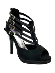 Carica immagine nella Galleria, Wish Dance Shop Lussuria - Scarpa da Donna in Camoscio Nero Glitter Nero con Plateau