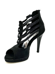 Carica immagine nella Galleria, Wish Dance Shop Lussuria - Scarpa da Donna in Camoscio Nero Glitter Nero con Plateau