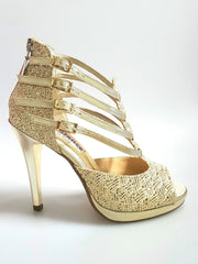 Carica immagine nella Galleria, Wish Dance Shop Lussuria - Scarpa da Donna in Pizzo Oro con Plateau in Lurex Oro
