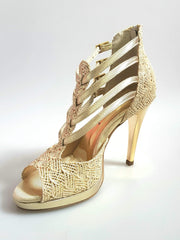 Load image into Gallery viewer, Wish Dance Shop Lussuria - Scarpa da Donna in Pizzo Oro con Plateau in Lurex Oro