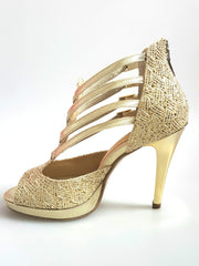 Load image into Gallery viewer, Wish Dance Shop Lussuria - Scarpa da Donna in Pizzo Oro con Plateau in Lurex Oro