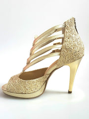 Carica immagine nella Galleria, Wish Dance Shop Lussuria - Scarpa da Donna in Pizzo Oro con Plateau in Lurex Oro