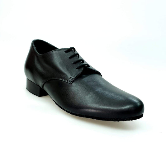 Scarpa in pelle nera Marcy (MS01) modello Derby a forma tonda, scarpa da uomo Wish Dance Shop, elegante e comoda.