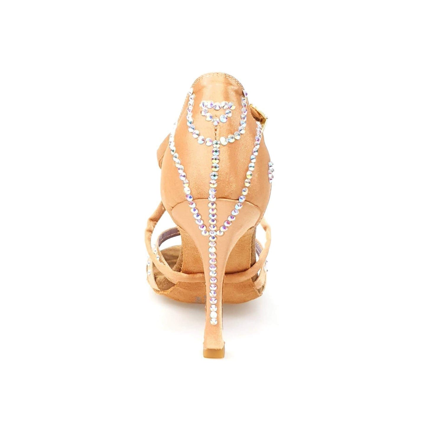 Scarpa da donna Melody QC Plus Wish Dance Shop in raso seta carne con Swarovski e tacco rocchetto, cinturino incrociato, design fantasy