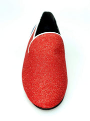 Load image into Gallery viewer, Mocassino Outlet 800BH in glitter rosso e blu royal, modello Cuba con profili bianchi, scarpe eleganti in glitter.