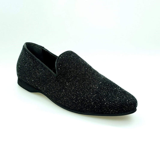 Mocassino nero in glitter premium Wish Dance Shop con interno in pelle, elegante calzatura donna con finiture di qualità