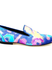 Carica immagine nella Galleria, Admiral Iris Blue (800PJ) - Mocassino da Uomo in Tessuto Picasso Blu con Profili in Lurex Blu Rivestito in Vera Pelle Italiana Wish Dance Shop