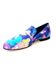 Carica immagine nella Galleria, Admiral Iris Blue (800PJ) - Mocassino da Uomo in Tessuto Picasso Blu con Profili in Lurex Blu Rivestito in Vera Pelle Italiana Wish Dance Shop
