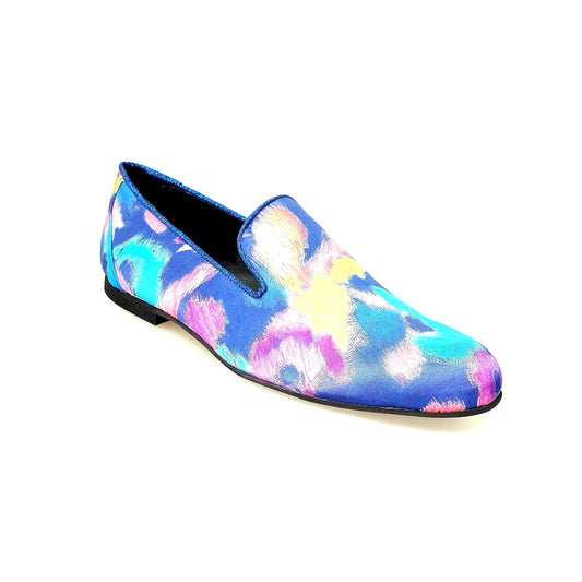 Mocassino da Uomo in Tessuto Picasso Blu Admiral Iris Blue Wish Dance, vista laterale