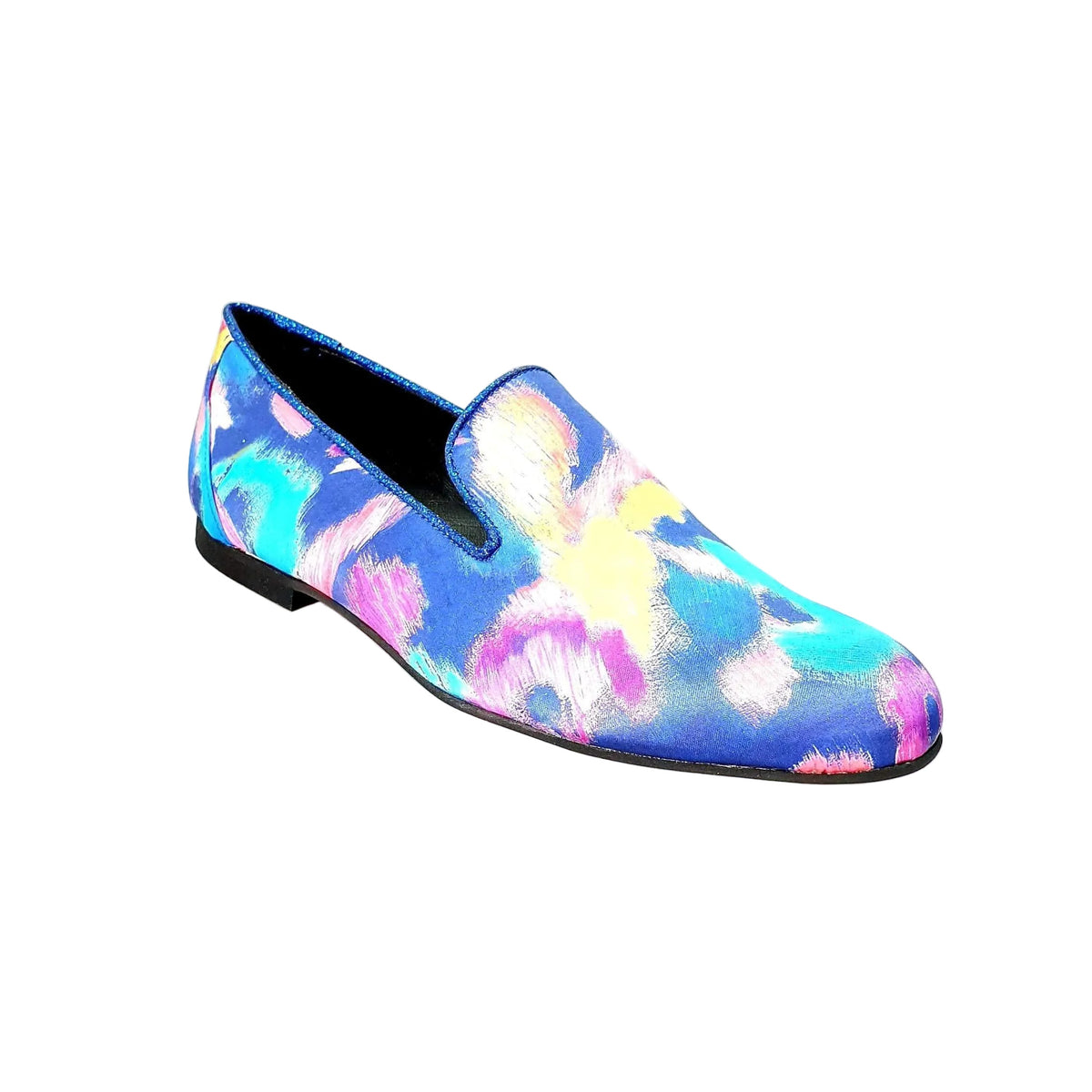 Mocassino da Uomo in Tessuto Picasso Blu Admiral Iris Blue Wish Dance, vista laterale