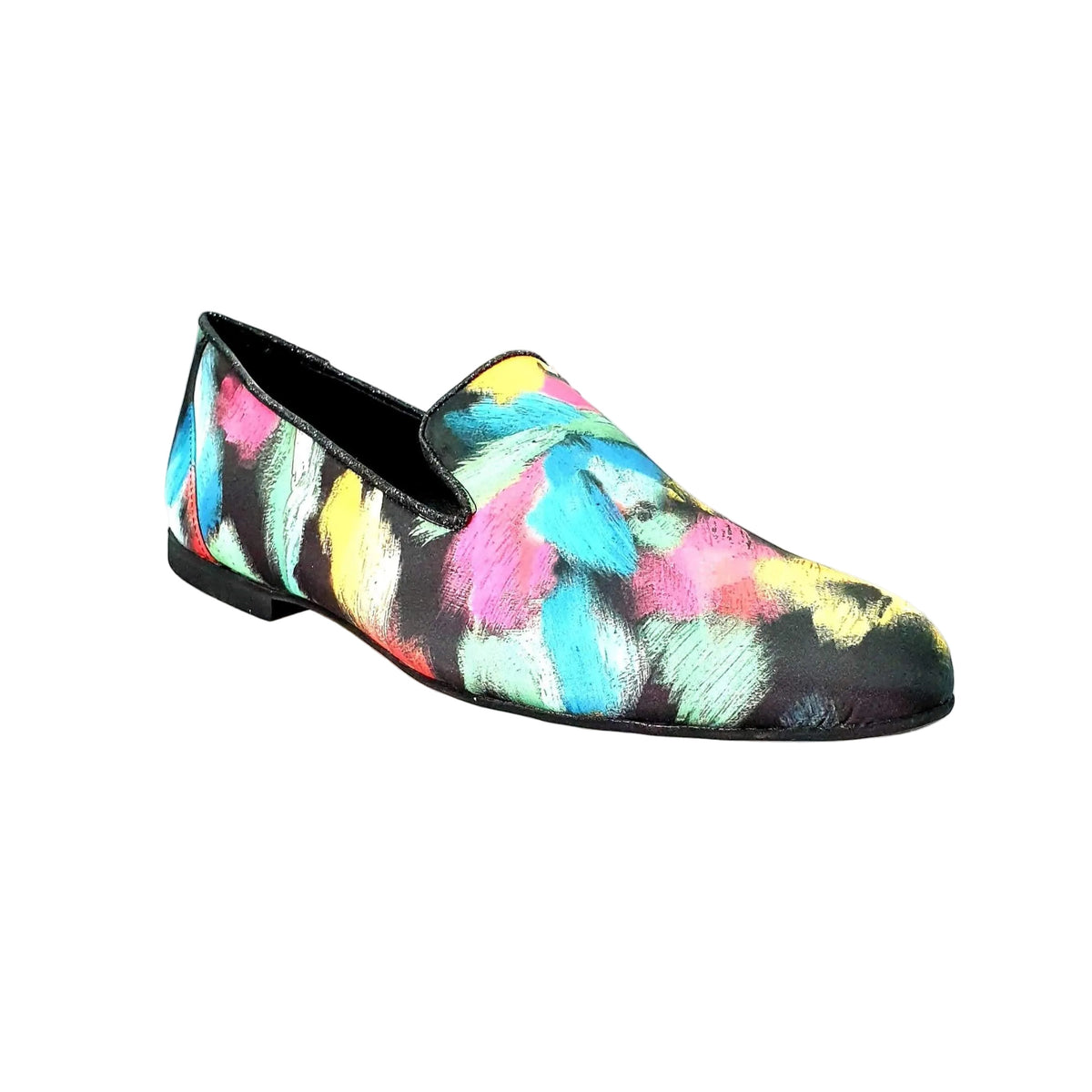Mocassino da uomo Admiral Iris Black in tessuto Picasso nero con profili in lurex nero e rivestito in vera pelle italiana.