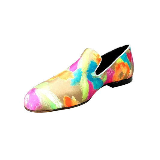 Mocassino da Uomo in Tessuto Picasso Verde Admiral Iris Gold Green Wish Dance, argento, vista laterale