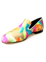 Carica immagine nella Galleria, Admiral Iris Gold Green (800PJ) - Mocassino da Uomo in Tessuto Picasso Verde con Profili in Lurex Argento Rivestito in Vera Pelle Italiana Wish Dance Shop