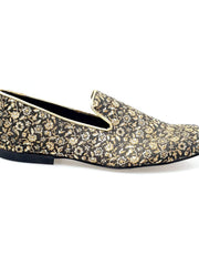 Carica immagine nella Galleria, Doge (800PJ) - Mocassino da Uomo in Tessuto Veneziano Fiorato Oro con Profili in Lurex Oro Rivestito in Vera Pelle Italiana