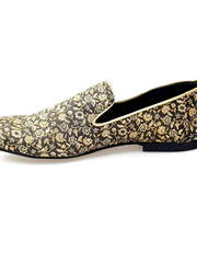 Carica immagine nella Galleria, Doge (800PJ) - Mocassino da Uomo in Tessuto Veneziano Fiorato Oro con Profili in Lurex Oro Rivestito in Vera Pelle Italiana Wish Dance Shop