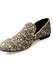 Carica immagine nella Galleria, Doge (800PJ) - Mocassino da Uomo in Tessuto Veneziano Fiorato Oro con Profili in Lurex Oro Rivestito in Vera Pelle Italiana