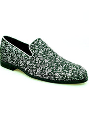 Load image into Gallery viewer, Doge (800PJ) - Men's Moccasin in Silver Florato Venetian Fabric with Silver Lurex Profiles Covered in Genuine Italian Leather