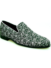 Carica immagine nella Galleria, Doge (800PJ) - Mocassino da Uomo in Tessuto Veneziano Fiorato Silver con Profili in Lurex Silver Rivestito in Vera Pelle Italiana Wish Dance Shop