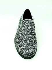 Load image into Gallery viewer, Doge (800PJ) - Men's Moccasin in Silver Florato Venetian Fabric with Silver Lurex Profiles Covered in Genuine Italian Leather