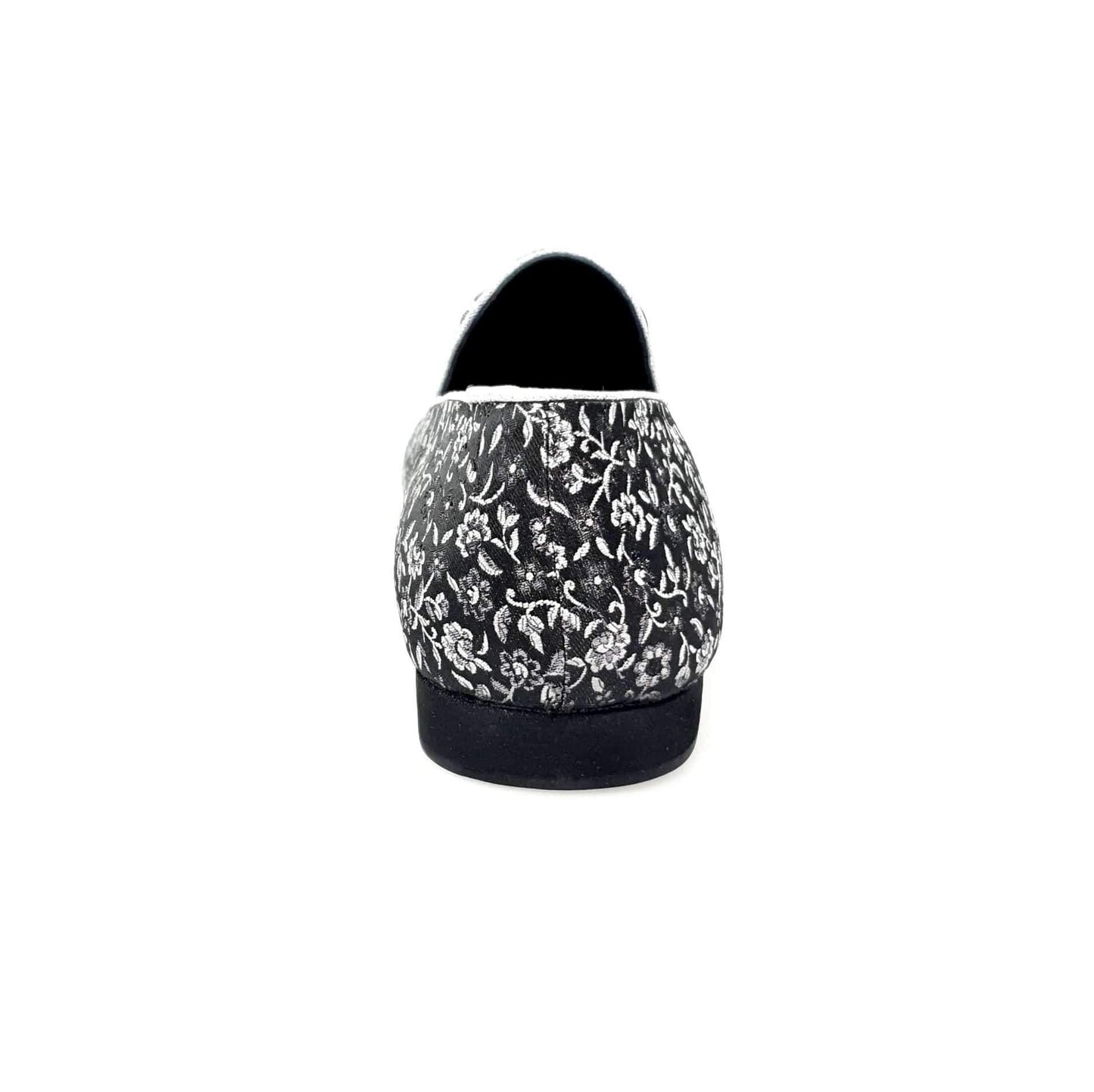 Mocassino da uomo Doge 800PW in tessuto veneziano fiorato silver, con dettagli in lurex e rivestito in Vera Pelle Italiana.