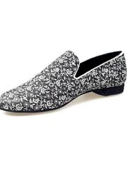Carica immagine nella Galleria, Doge (800PW) - Mocassino da Uomo in Tessuto Veneziano Fiorato Silver con Profili in Lurex Silver Rivestito in Vera Pelle Italiana Wish Dance Shop