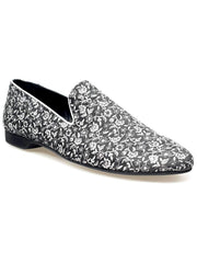 Carica immagine nella Galleria, Doge (800PW) - Mocassino da Uomo in Tessuto Veneziano Fiorato Silver con Profili in Lurex Silver Rivestito in Vera Pelle Italiana Wish Dance Shop