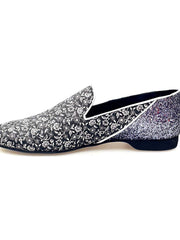 Carica immagine nella Galleria, Doge (800B/PW) - Mocassino da Uomo in Tessuto Veneziano Fiorato Silver con Tallone in Kristall Grigio Carbon Rivestito in Vera Pelle Italiana