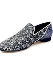 Carica immagine nella Galleria, Doge (800B/PW) - Mocassino da Uomo in Tessuto Veneziano Fiorato Silver con Tallone in Kristall Grigio Carbon Rivestito in Vera Pelle Italiana